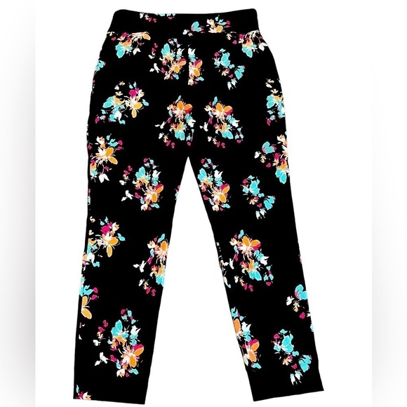 Women’s Versona Black Floral Stretch Pants Size 0 - Picture 3 of 5